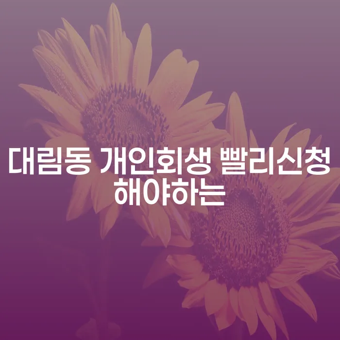 대림동 개인회생 빨리신청해야하는